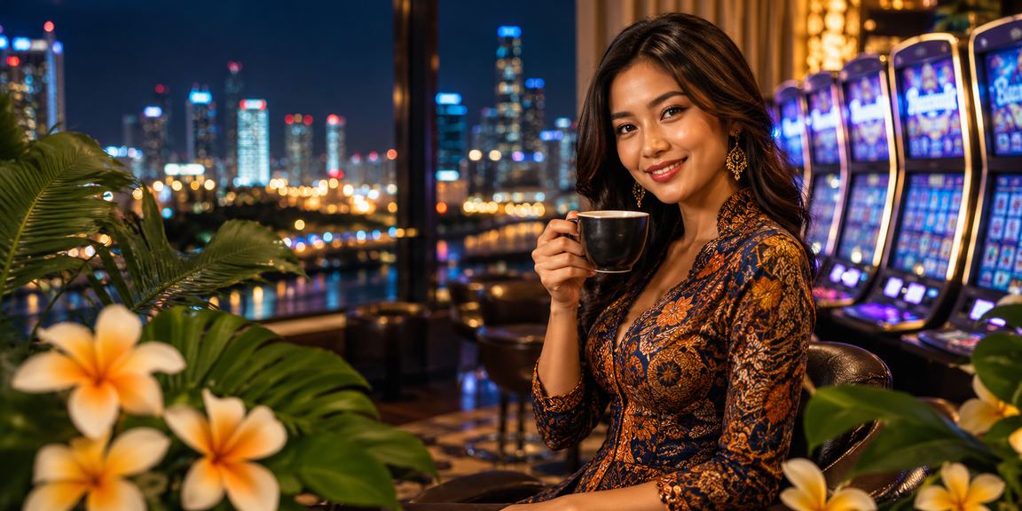Pemain menikmati permainan slot online di kafe yang nyaman